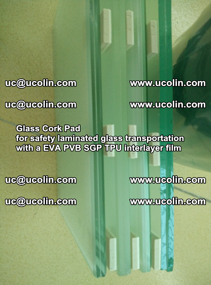 Glass Cork Pad for safety laminated glass transportation with a EVA PVB SGP TPU interlayer film (46)